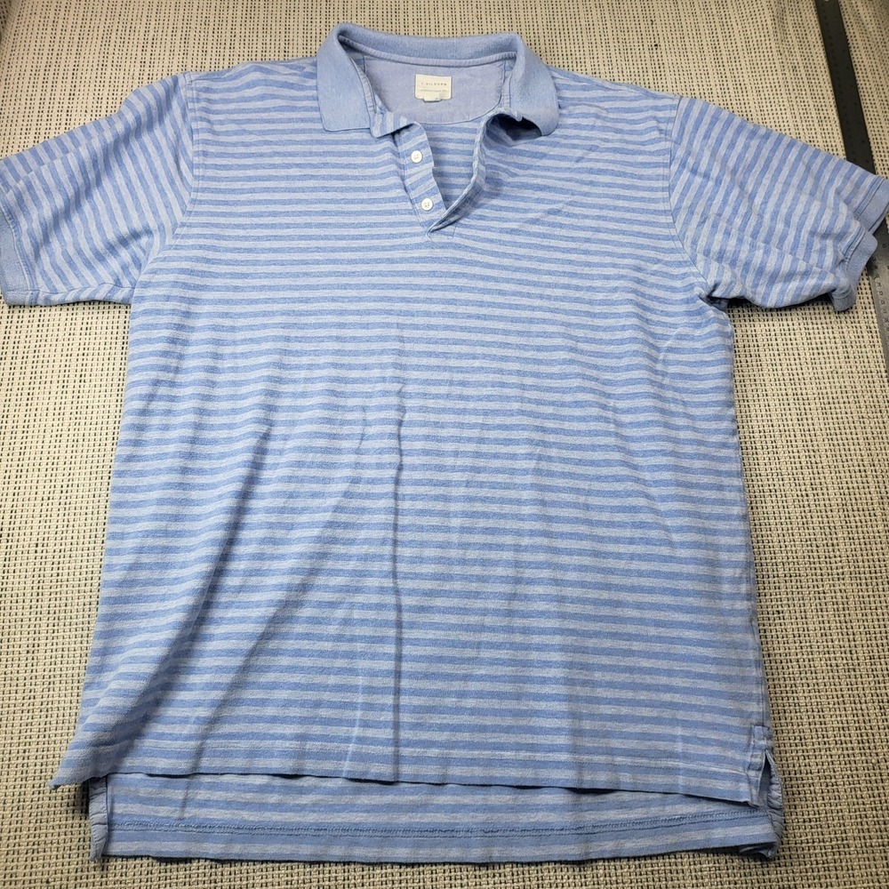 J.Hilburn Polo Shirt Mens Large Blue Stripe Country Club Fit Short Sleeve Casual